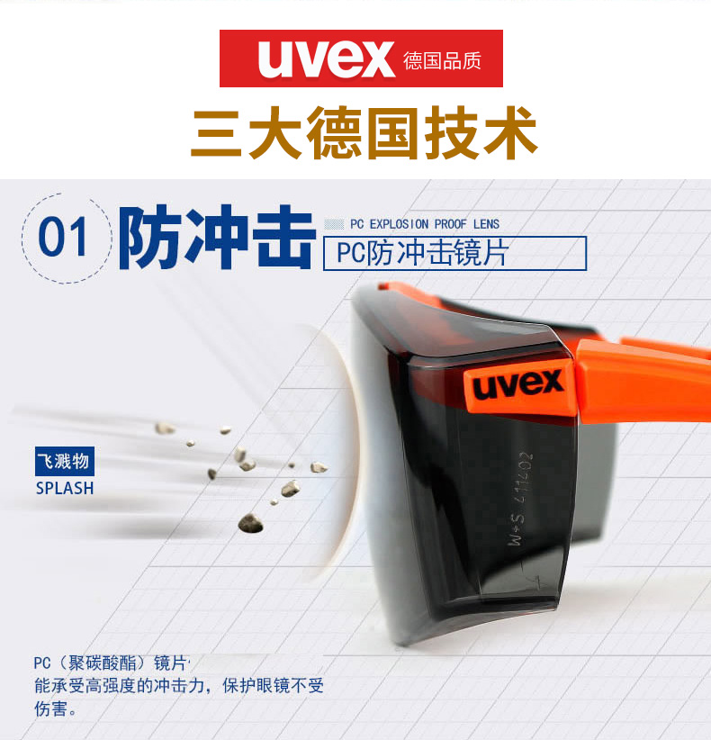 UVEX優唯斯9064246防霧防刮擦防化防護眼鏡圖片2