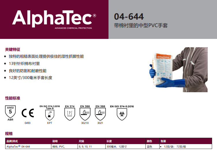 Ansell安思爾04-644AlphaTec防化手套圖片1