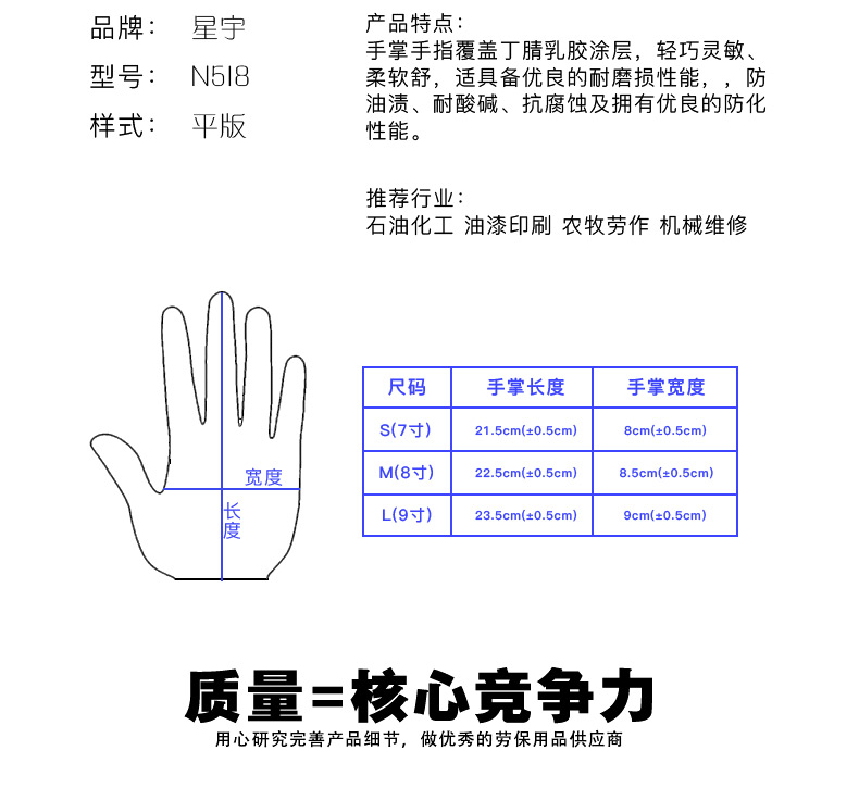 星宇N518尼龍丁腈勞保手套圖片5