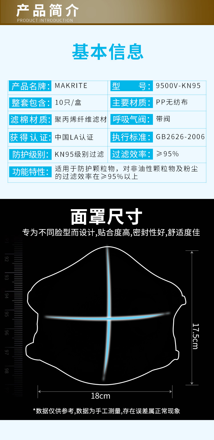 Makrite麥特瑞9500V-KN95防塵口罩圖4