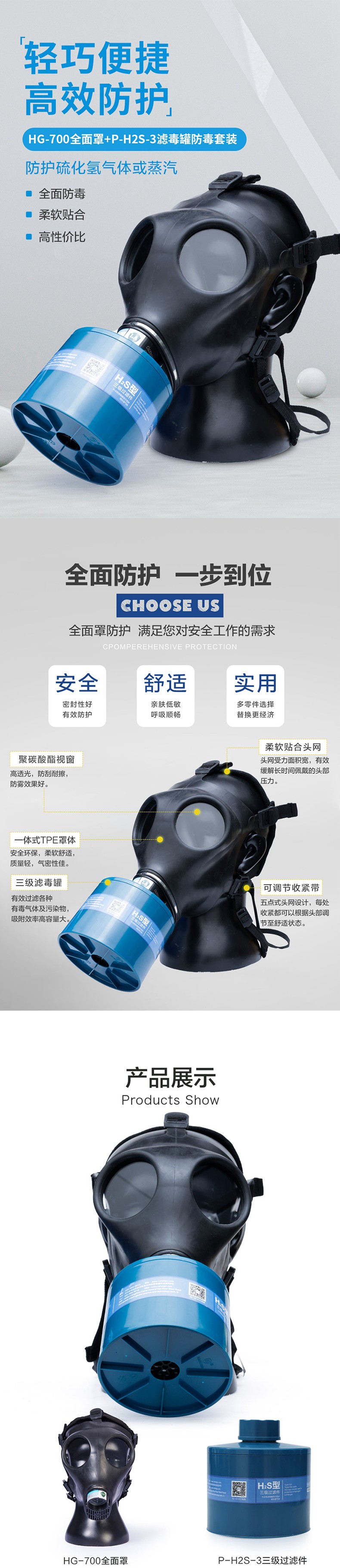 海固HG-700 P-H2S-3濾毒罐硫化氫活性炭防毒面具圖片