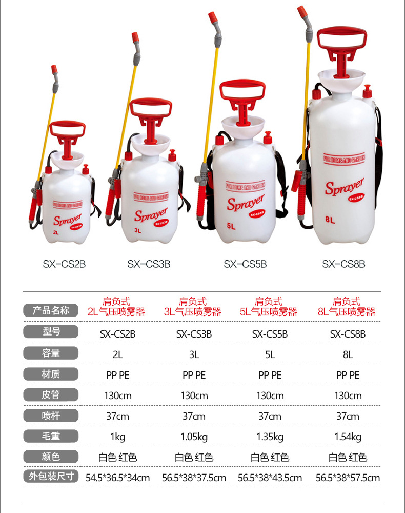 市下SX-CS5B 5L手動肩負壓縮式噴霧器手握圖片3