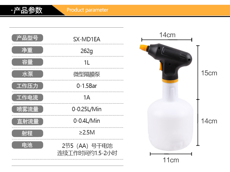 市下SX-MD1EA 1L手持小型電動噴霧器圖片3